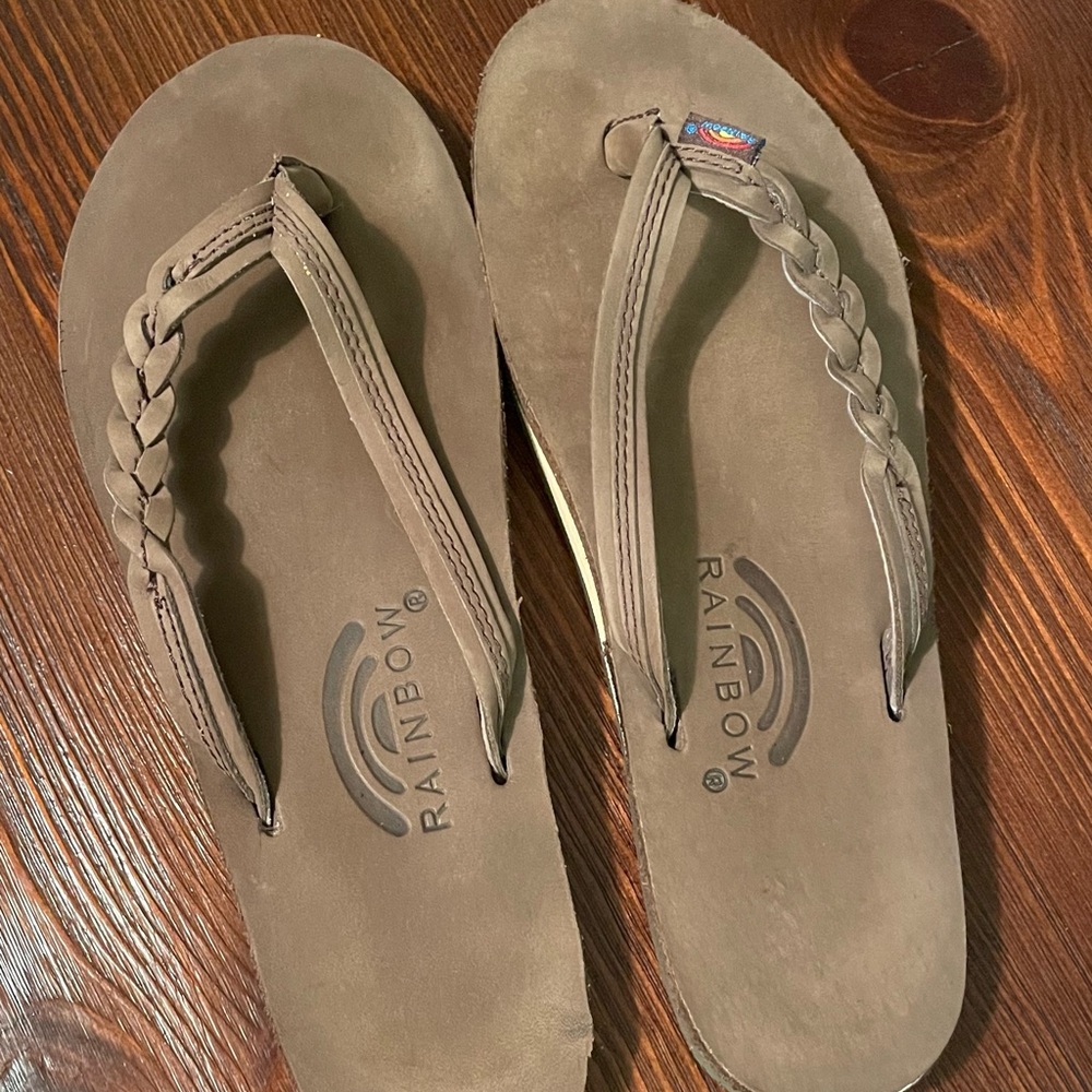 Rainbow flip flops